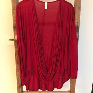 Red boutique top. Open front. Long sleeves